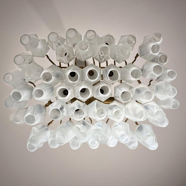 modern brass white alabaster glass poliedri chandelier