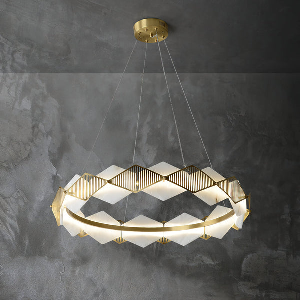 modern brass white alabaster led chandelier