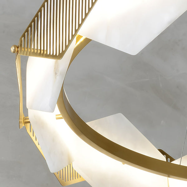 modern brass white alabaster led chandelier