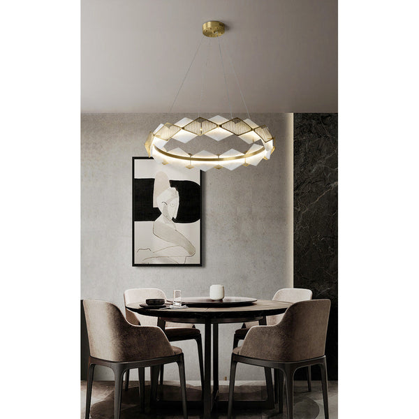 modern brass white alabaster led chandelier