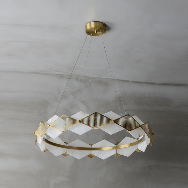 modern brass white alabaster led chandelier