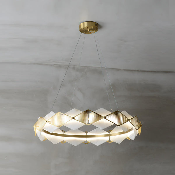modern brass white alabaster led chandelier