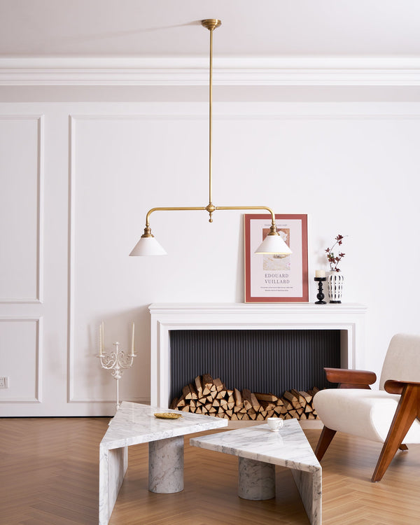 modern brass white aluminum linear chandelier