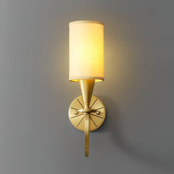 modern brass white fabric charleston wall sconce