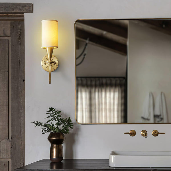 modern brass white fabric charleston wall sconce
