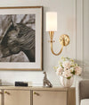 modern brass white fabric charleston wall sconce