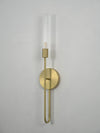 modern brushed gold glass tube wall sconce