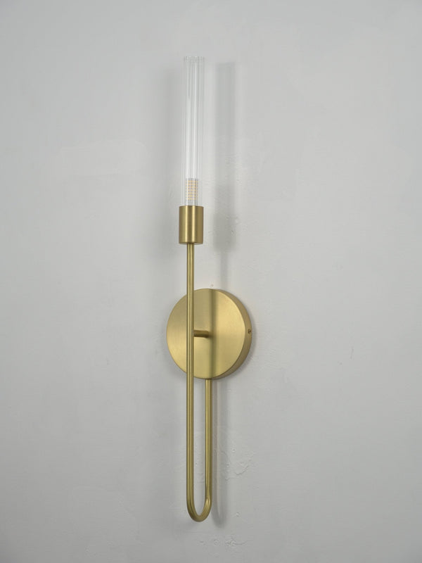modern brushed gold glass tube wall sconce
