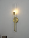 modern brushed gold glass tube wall sconce