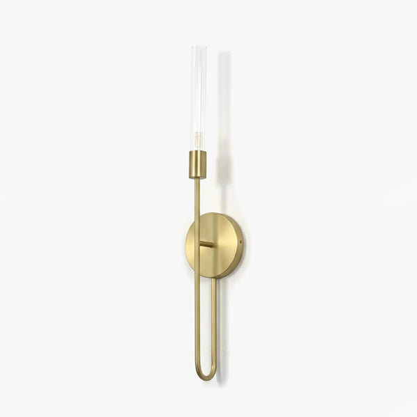 modern brushed gold glass tube wall sconce