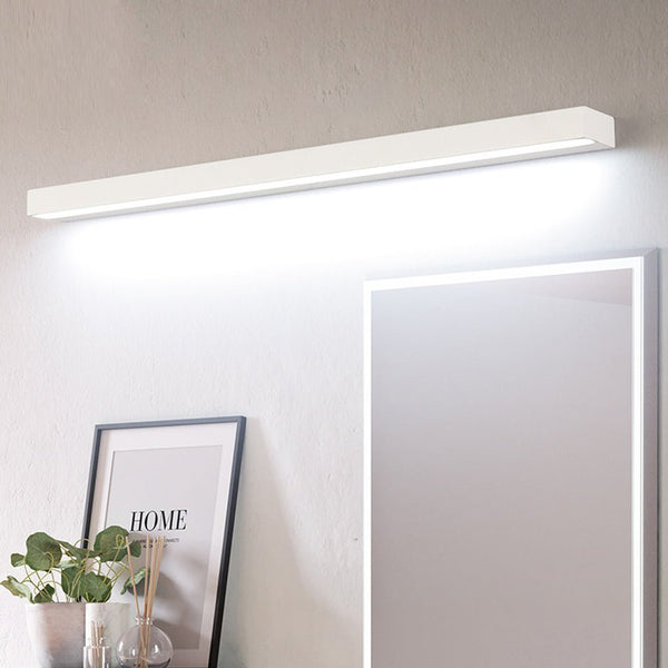 modern brushed silver aluminum rectangle led vanity light