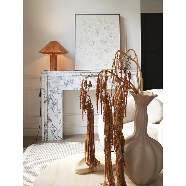 modern burl wood organic table lamp