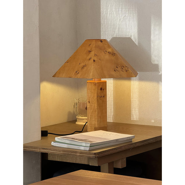 modern burl wood organic table lamp