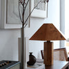 modern burl wood organic table lamp