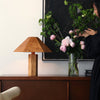 modern burl wood organic table lamp