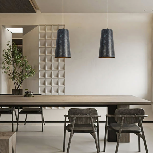 modern charcoal black iron tapered pendant lamp