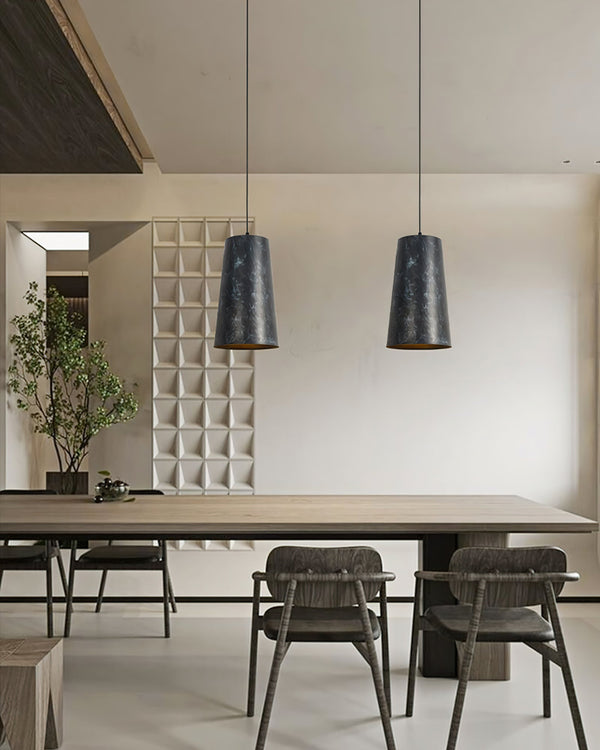 modern charcoal black iron tapered pendant lamp