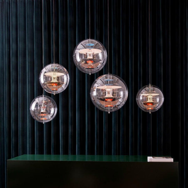 modern chrome acrylic globe pendant light