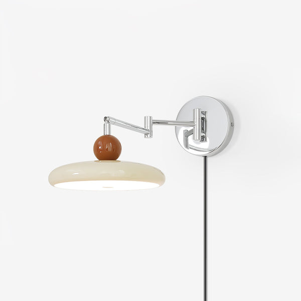 modern chrome beige acrylic disc plug in wall lamp