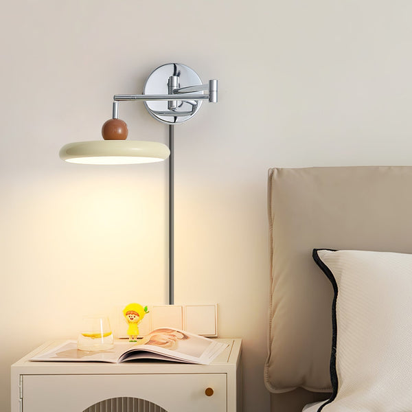 modern chrome beige acrylic disc plug in wall lamp