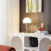 modern chrome clear glass bauhaus table lamp
