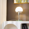 modern chrome clear glass bauhaus table lamp