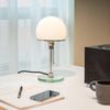 modern chrome clear glass bauhaus table lamp