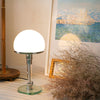 modern chrome clear glass bauhaus table lamp
