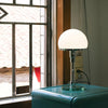modern chrome clear glass bauhaus table lamp