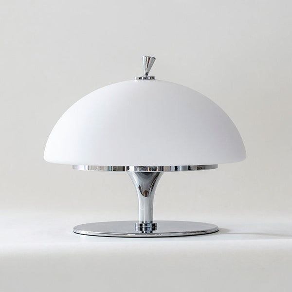 modern chrome white glass beret rechargeable table lamp