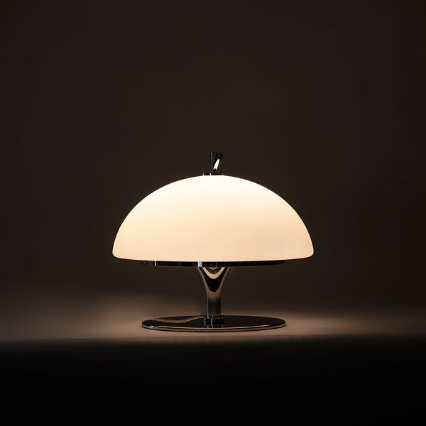 modern chrome white glass beret rechargeable table lamp