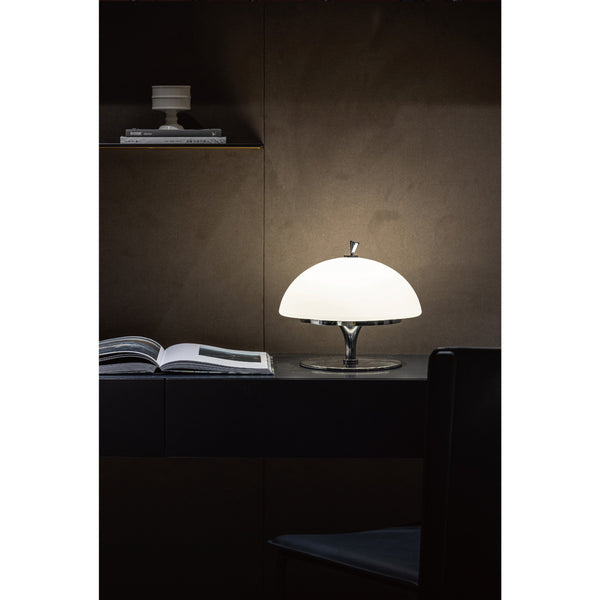 modern chrome white glass beret rechargeable table lamp