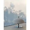 modern chrome white glass beret rechargeable table lamp