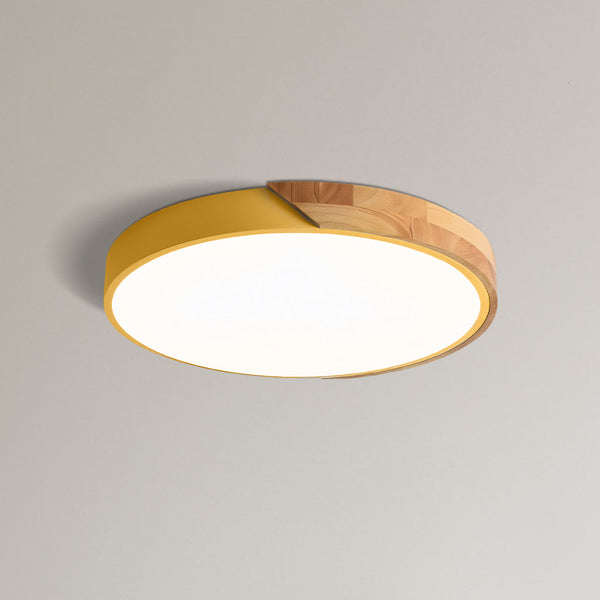 modern colorful iron wood led flush mount ceiling light