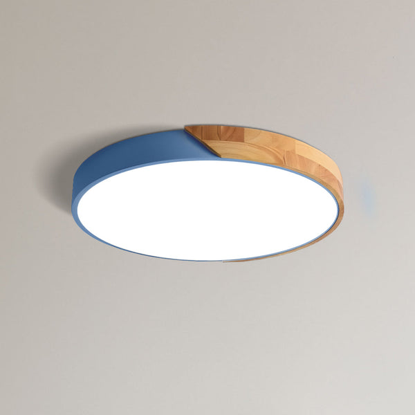modern colorful iron wood led flush mount ceiling light