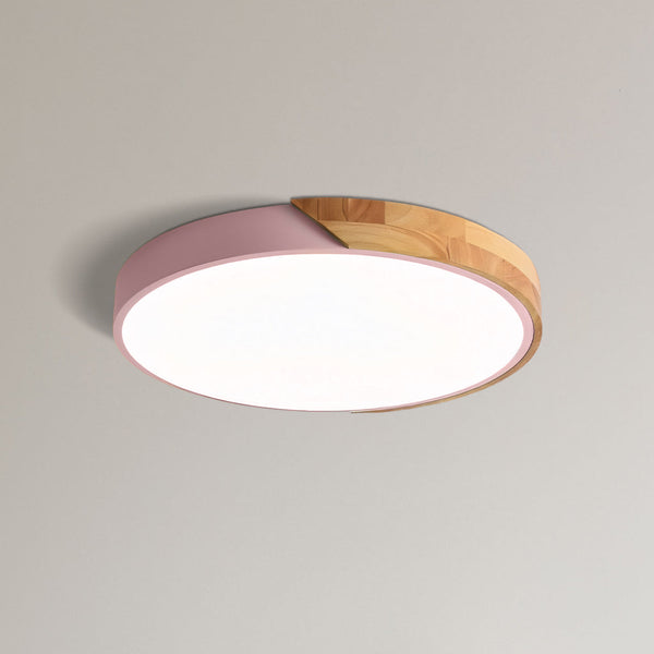 modern colorful iron wood led flush mount ceiling light