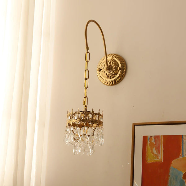 modern copper crystal crown wall sconce