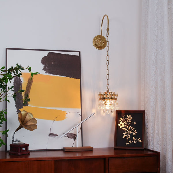 modern copper crystal crown wall sconce