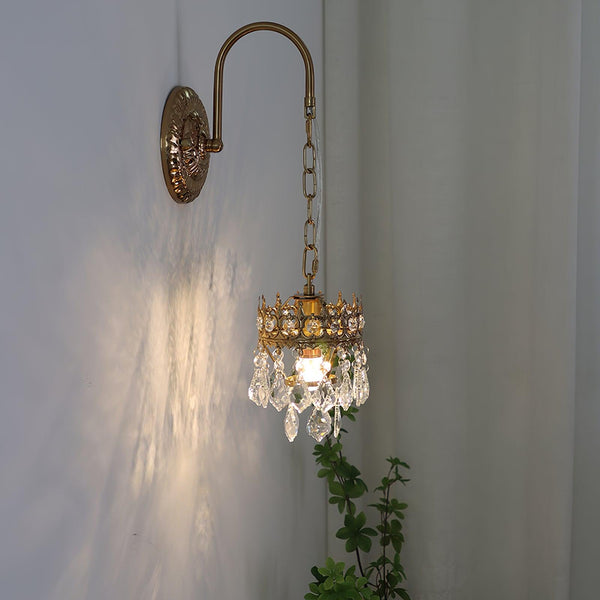 modern copper crystal crown wall sconce
