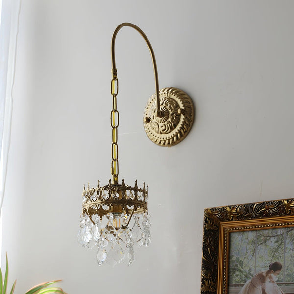 modern copper crystal crown wall sconce