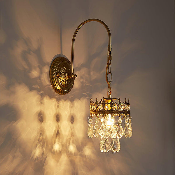 modern copper crystal crown wall sconce