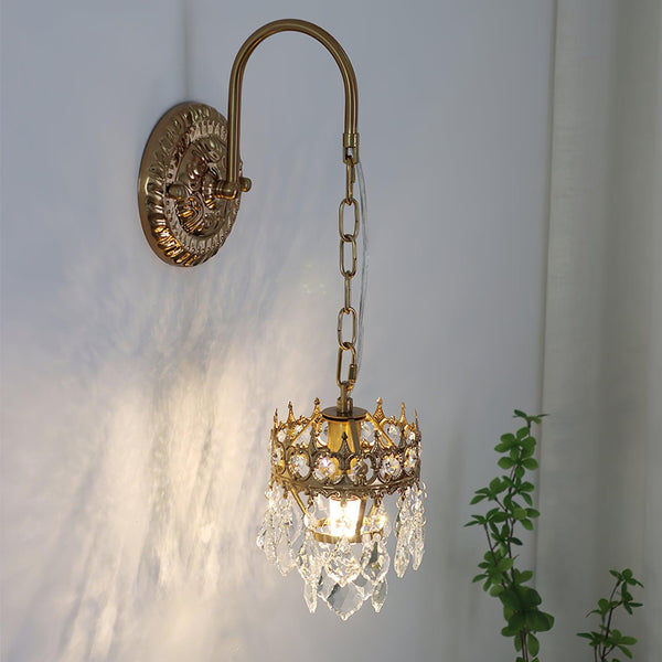 modern copper crystal crown wall sconce