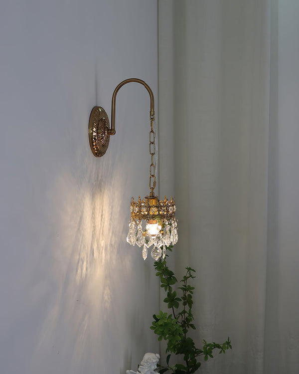 modern copper crystal crown wall sconce