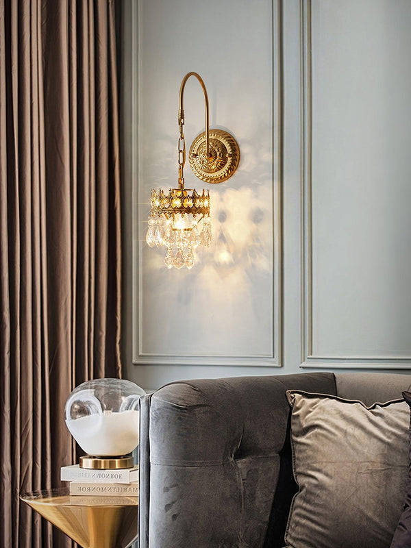 modern copper crystal crown wall sconce