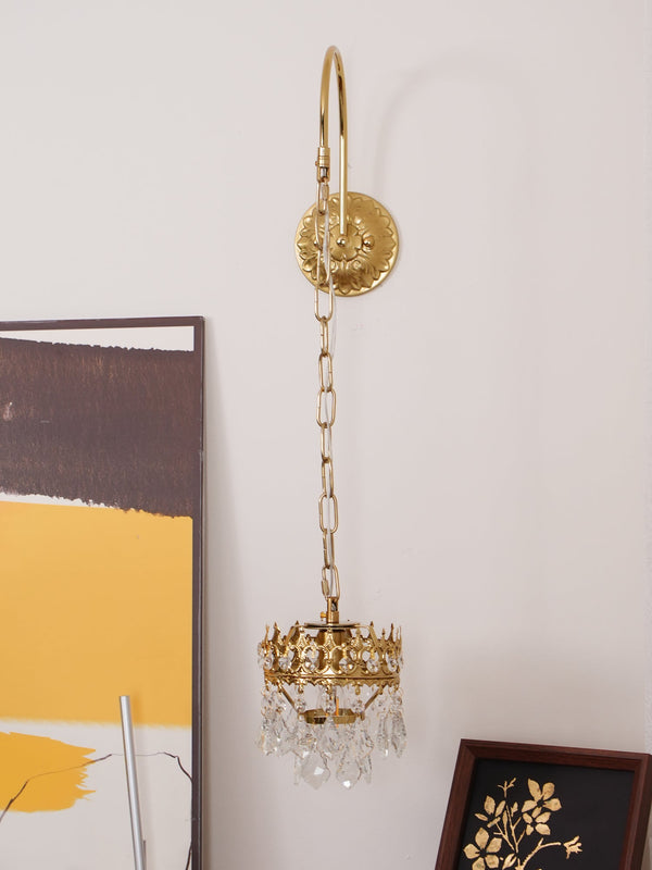 modern copper crystal crown wall sconce