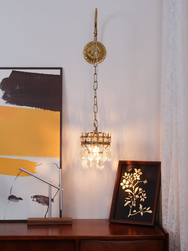 modern copper crystal crown wall sconce