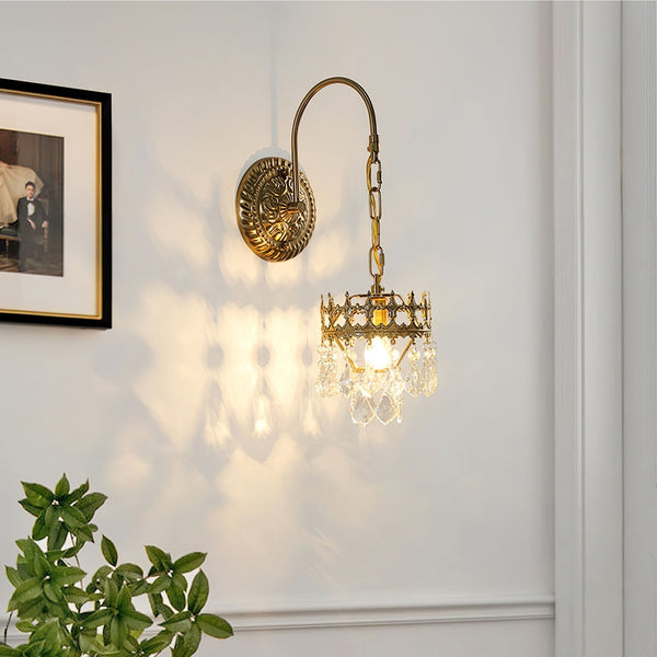 modern copper crystal crown wall sconce