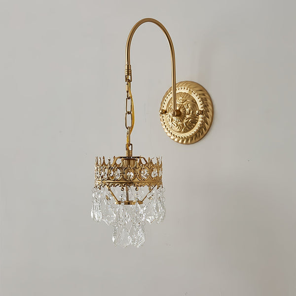 modern copper crystal crown wall sconce