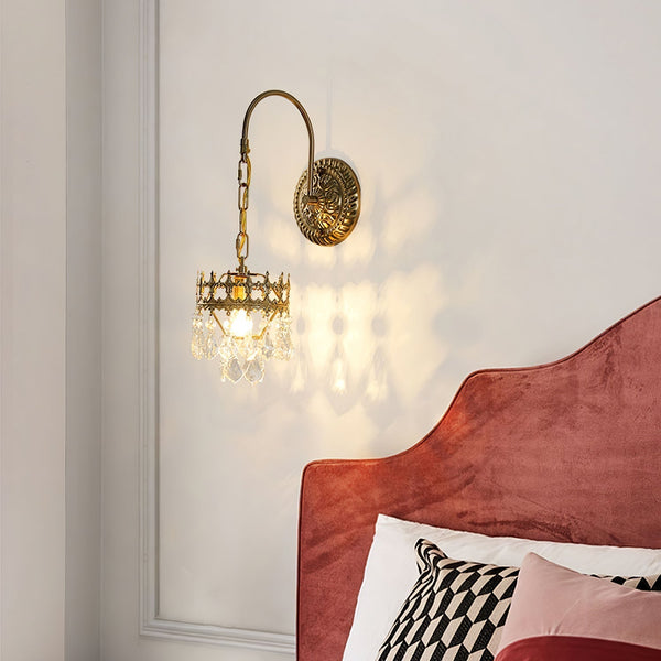 modern copper crystal crown wall sconce