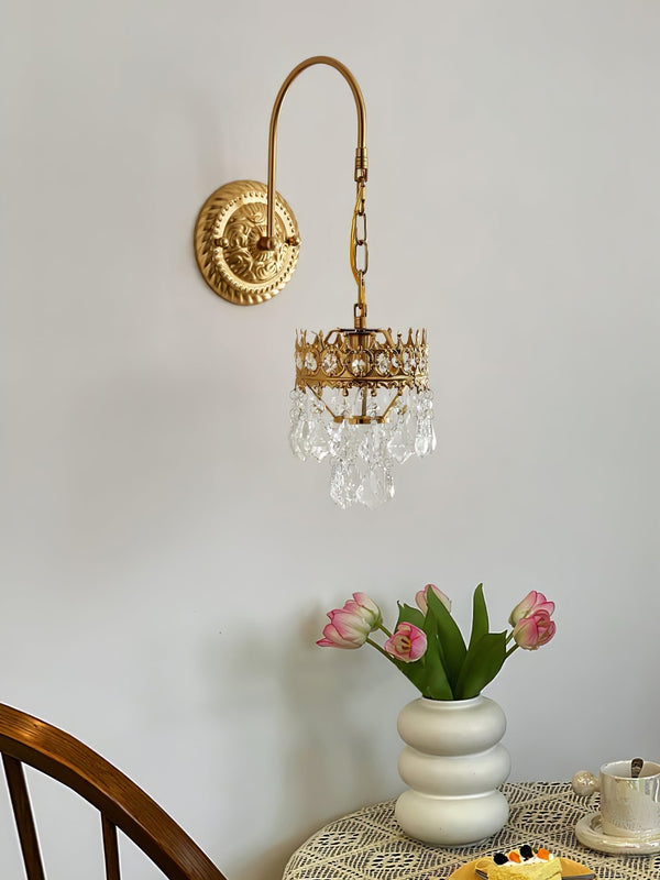 modern copper crystal crown wall sconce